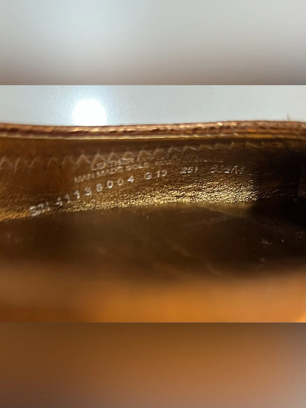 Tory Burch Reva Bronze Metallic Logo Ballet Flats Crackle Leather size 8.5